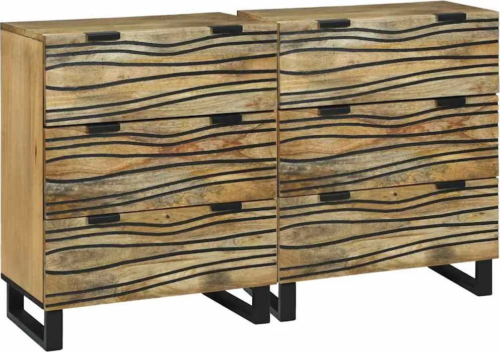 vidaXL Tálalószekrény készlet 2 pcs Természetes 60 x 33,5 x 75 cm