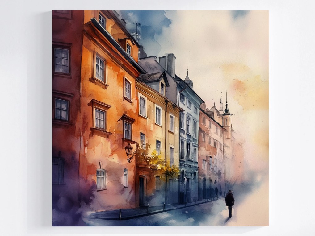 Vászonkép Canvas Akvarell Színes Bérházak Óváros 40x40