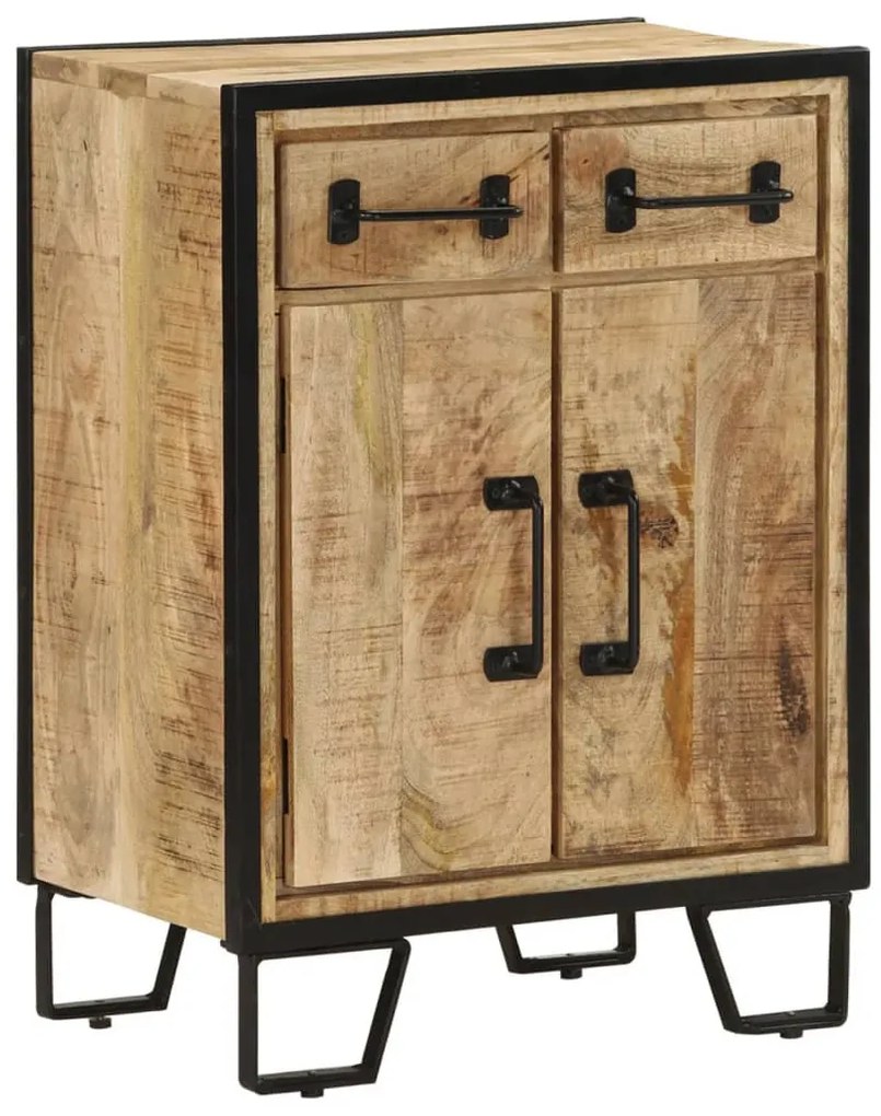 tömör mangófa és vas tálalószekrény 2 fiókkal 53 x 31 x 72 cm