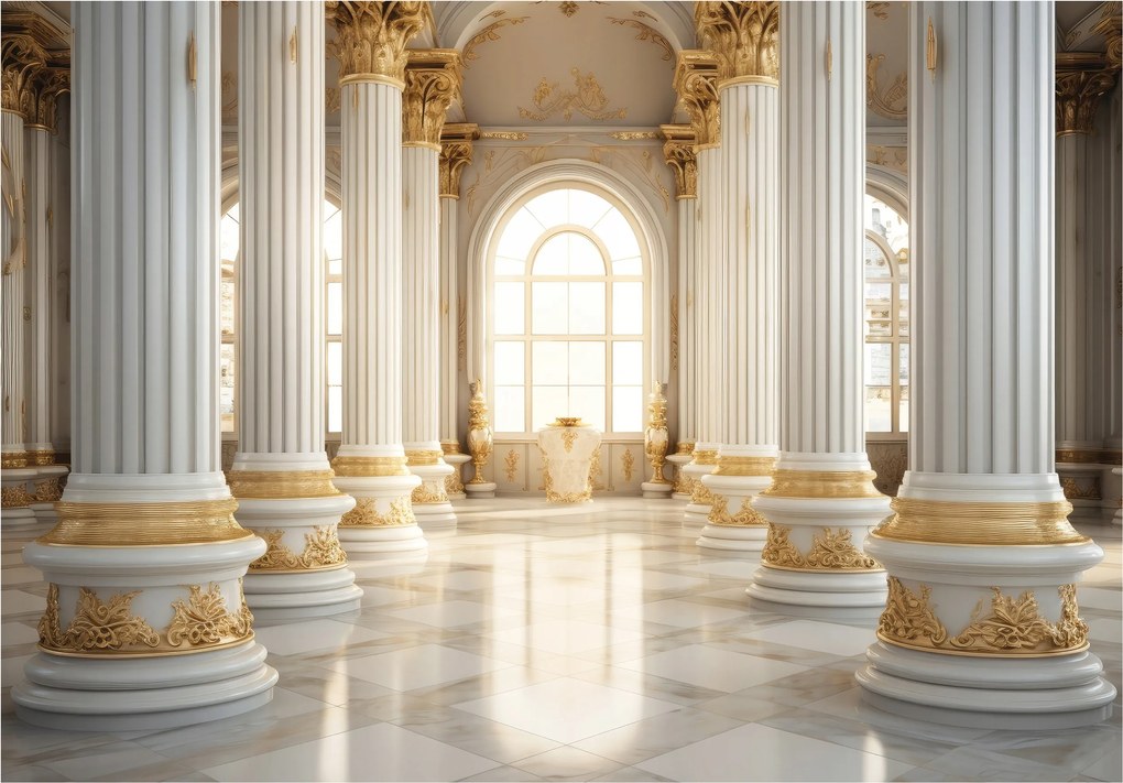 Fotótapéta Márvány és Oszlopok Elegancia Arany Ablaktér 150x105 +ragasztó