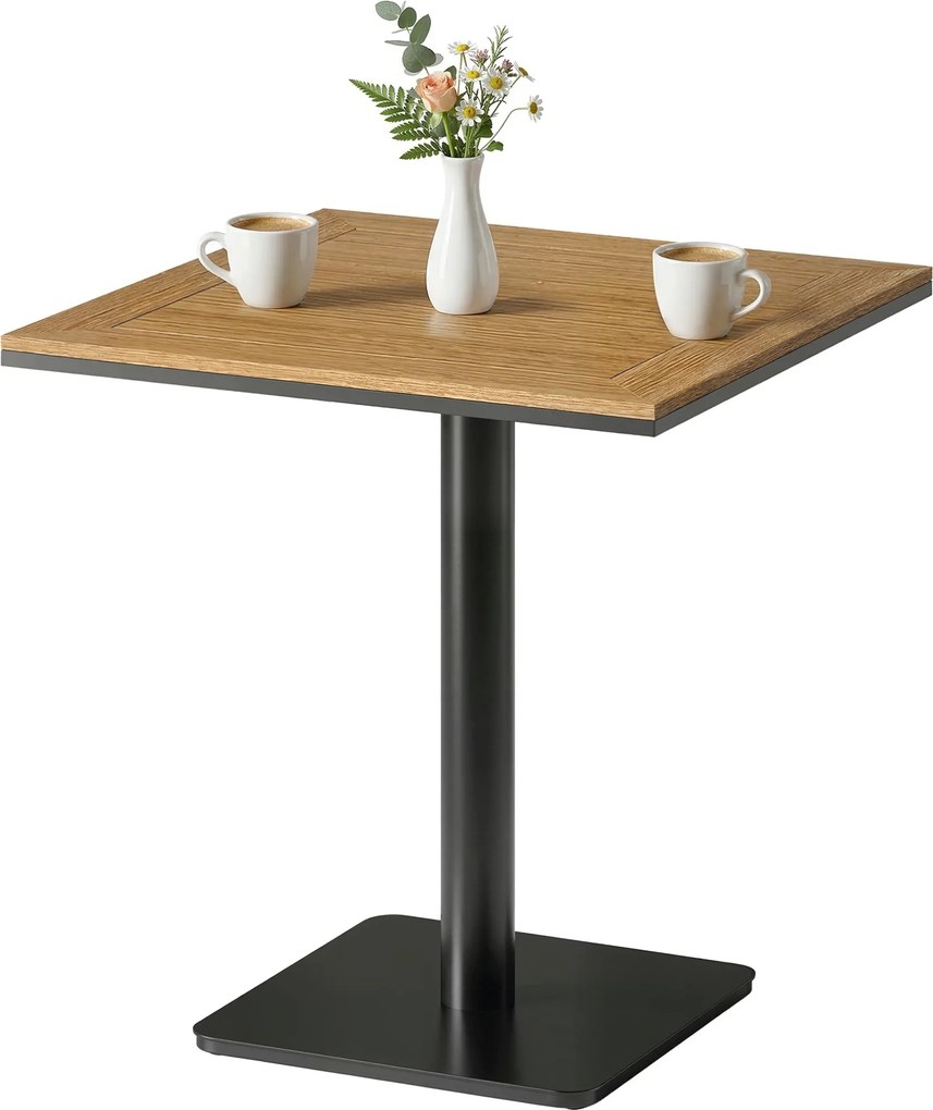 Outsunny négyzetes erkélyasztal 70×70×74 cm, fahatású WPC asztallap és fémváz, 30 kg teherbírás | Aosom