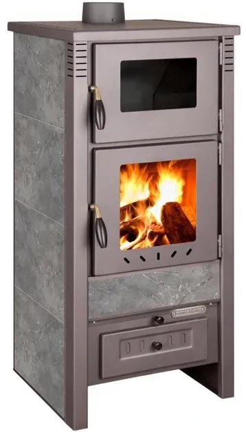 Kandalló kályha Pro TAURUS Ceramic, szürke 12 kW, 120 mm, sütővel (102 x)