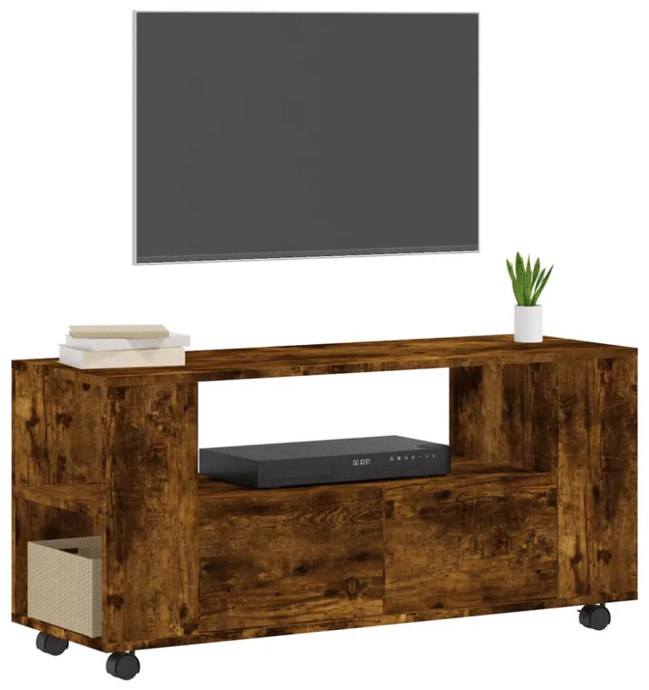 füstös tölgy színű szerelt fa TV-szekrény 102x34,5x43 cm