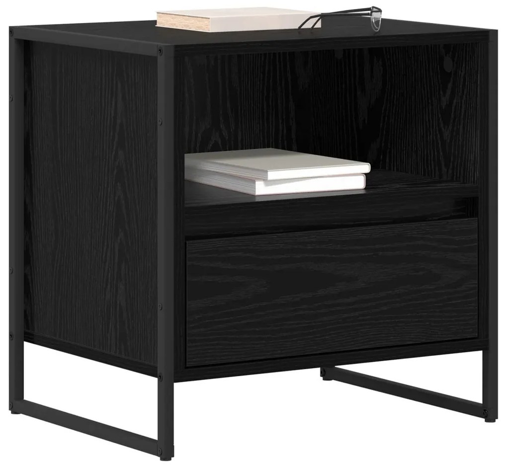 vidaXL Éjjeli asztal 2 pcs Fekete tölgy 50 x 39,5 x 50 cm Faanyag