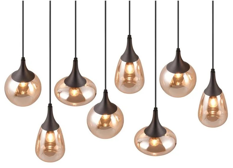 Fekete-narancssárga függőlámpa üveg búrával Lumina – Trio