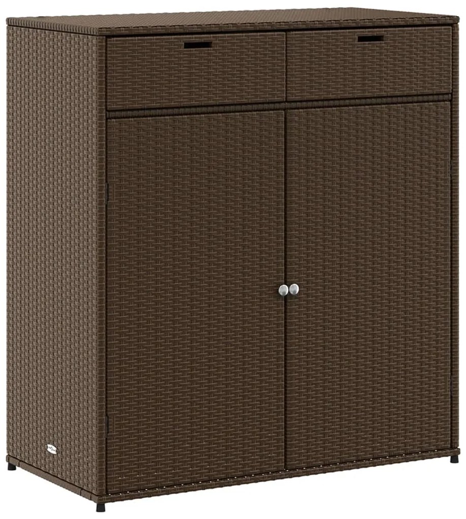 vidaXL barna polyrattan kerti tárolószekrény 105 x 55 x 113 cm