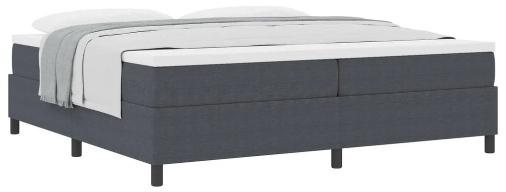 Boxspring ágy matraccal Sötétszürke 200x200 cm Kordbársony anyag