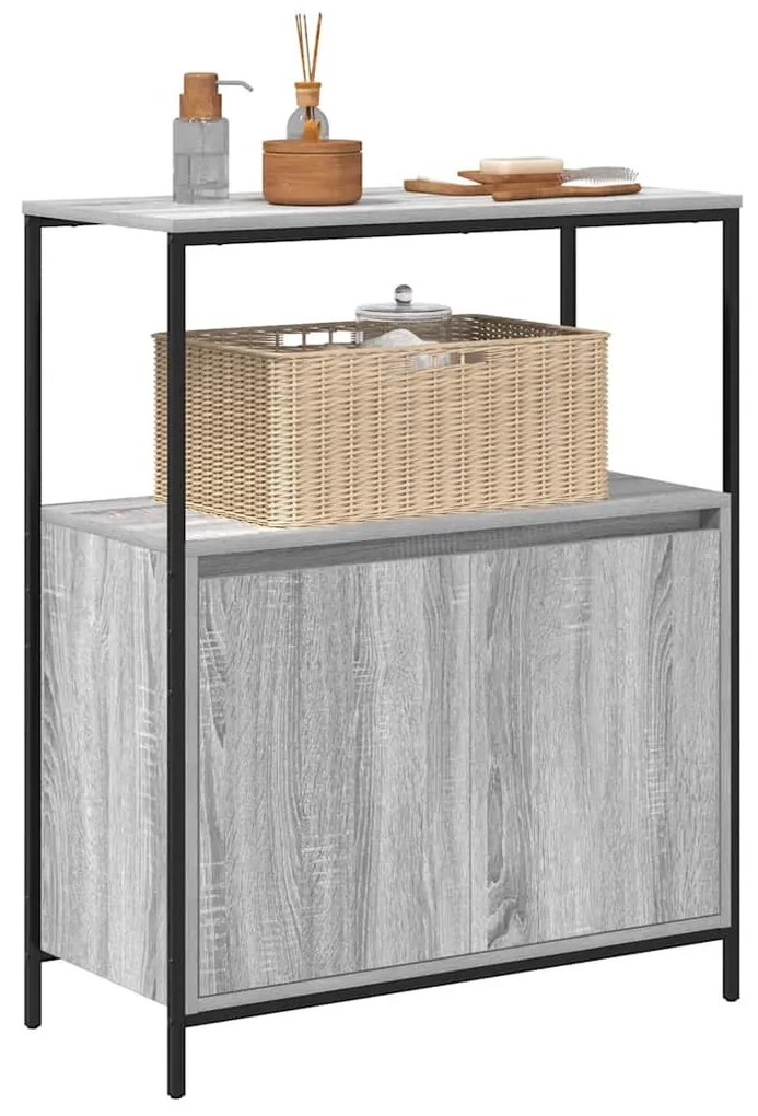 szürke sonoma fürdőszobaszekrény polcokkal 76,5x35x95 cm