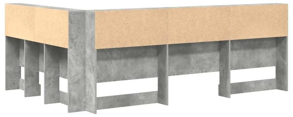 Tároló fejtámla polcokkal tárolóval Beton szürke 120 cm Faanyag