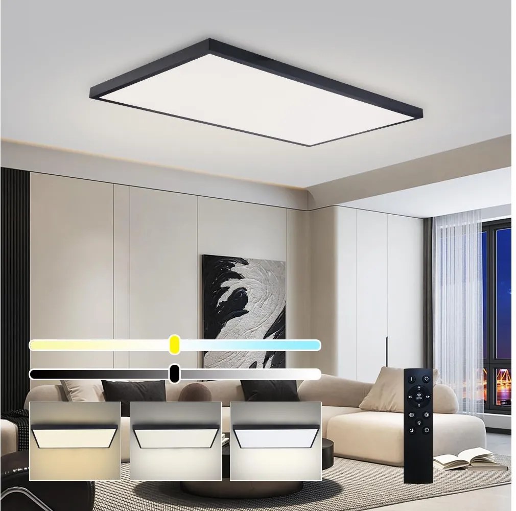 Brilagi-LED Dimmelhető fürdőszobai lámpatest FRAME SMART LED/96W/230V IP44 fekete + távirányító