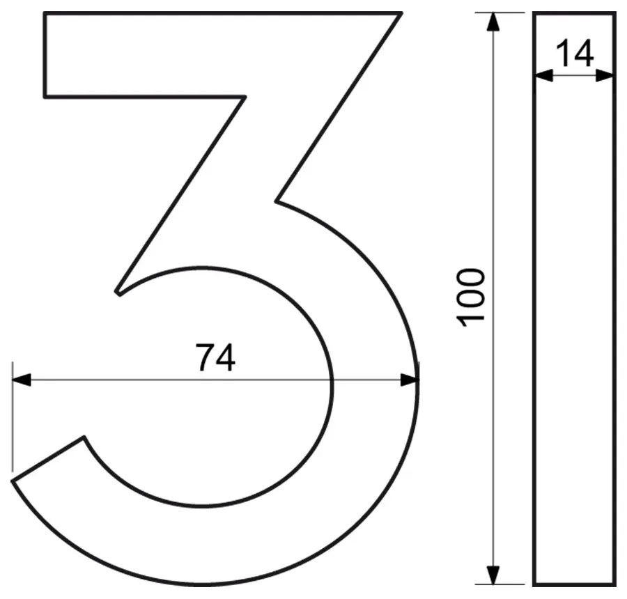 "3" házszámú, RN.100LV, vágott, ezüst