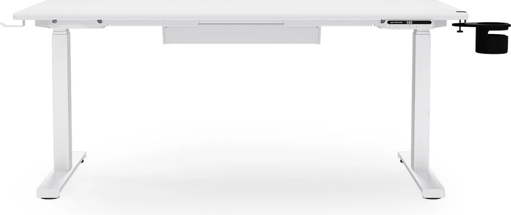 Elektromos, állítható magasságú, ergonomikus, fehér íróasztal,1400x700 mm: ARIA