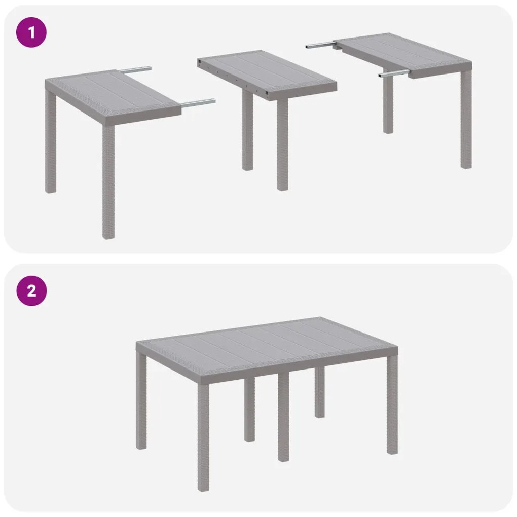 5 Részes Kerti Étkezőszett Párnákkal Világosszürke Poly Rattan
