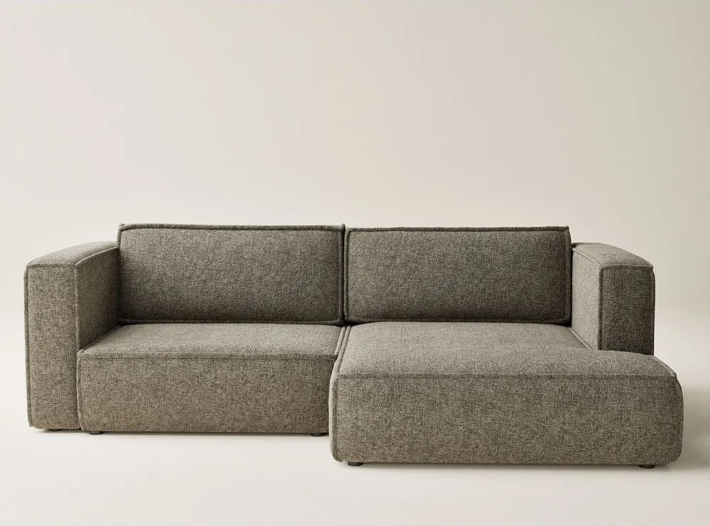 Barna zsenília kinyitható-tárolóhelyes sarokkanapé (jobb oldali-heverő résszel) Velto – Maison de Rêve