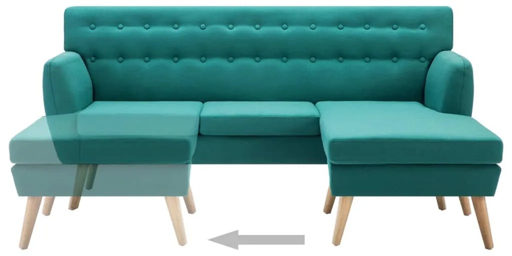 L-alakú zöld szövet kanapé 171,5 x 138 x 81,5 cm