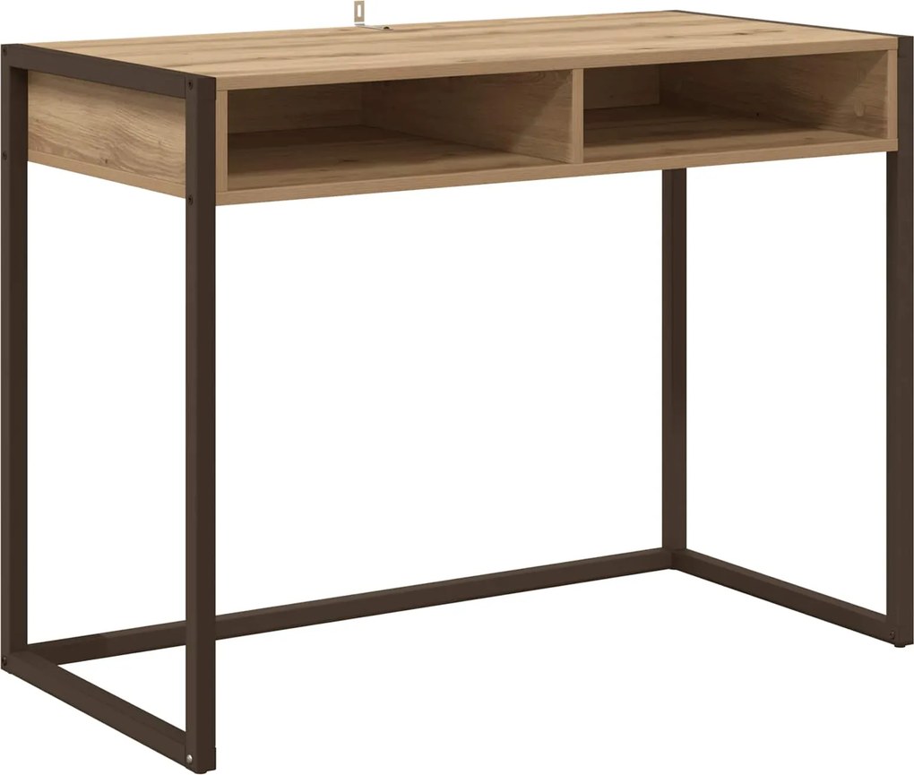 vidaXL Asztal tárolóval Művészi tölgy 100 x 50 x 75 cm Faanyag