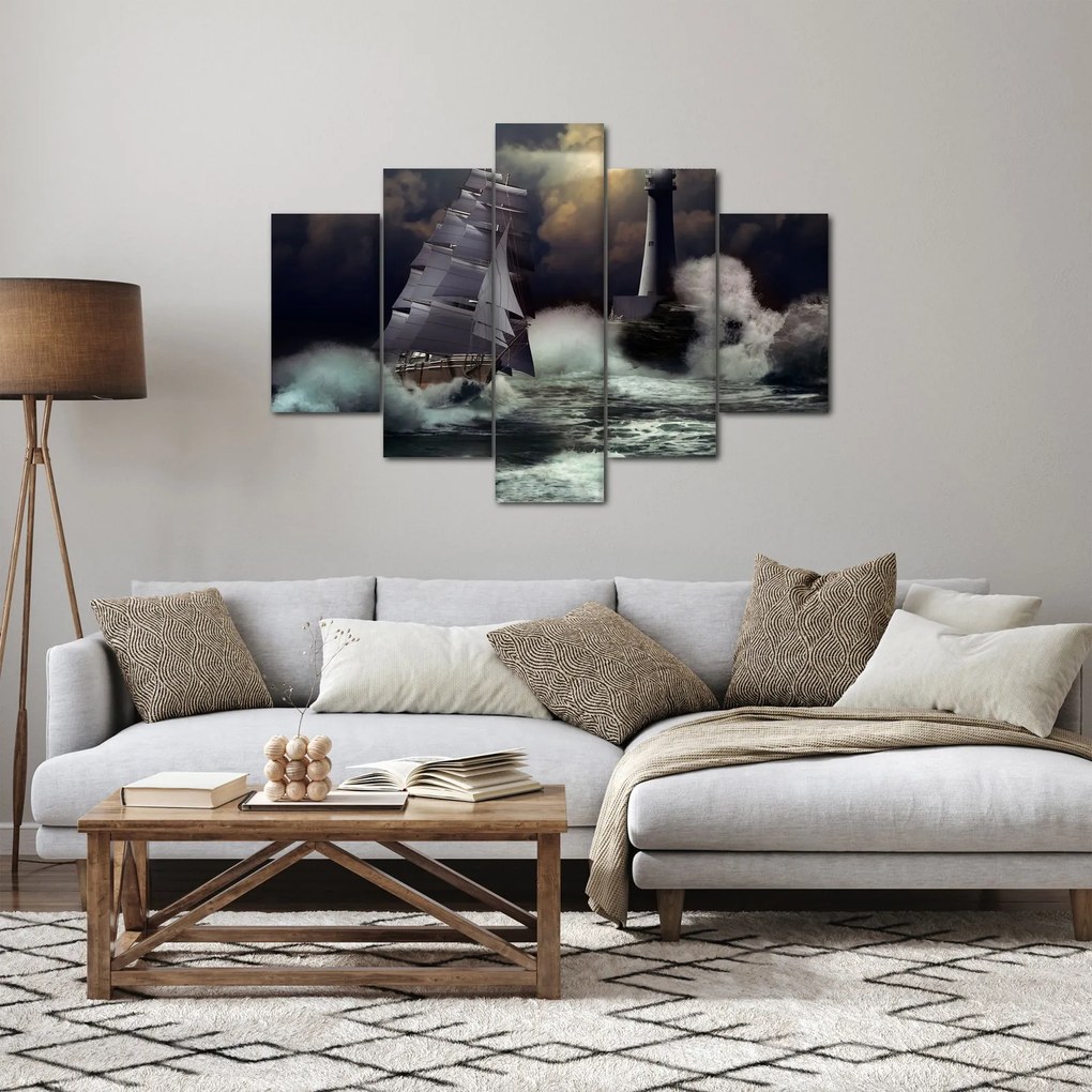 Kép - Viharos hullámokon áthajózó hajó (150x105 cm)