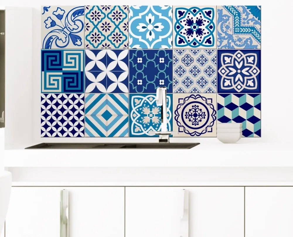 Seaside 15 db-os dekorációs, falvédő matricakészlet, 15 x 15 cm Ambiance