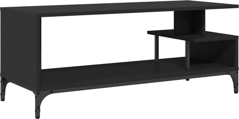 vidaXL fekete szerelt fa/porszórt acél TV-szekrény 102 x 40 x 41 cm