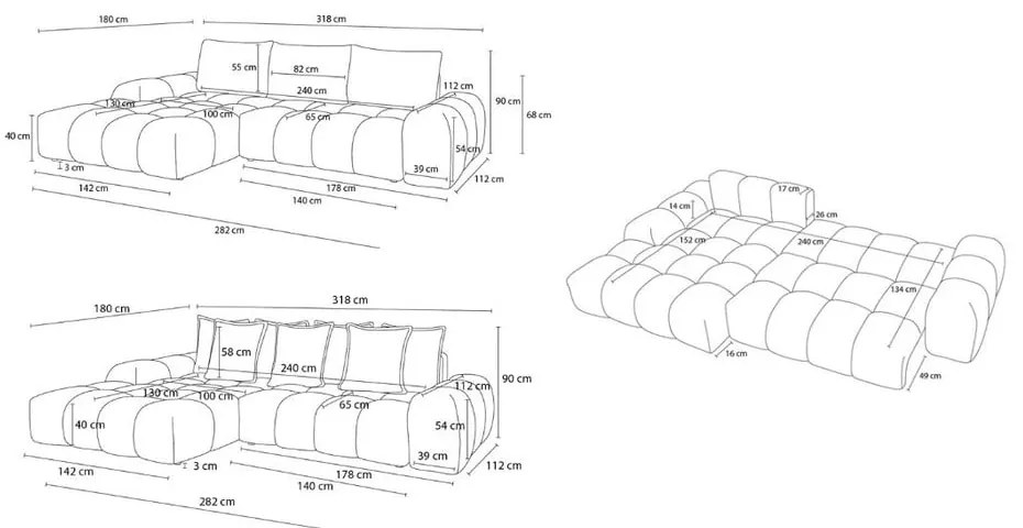 Terrakotta színű zsenília kinyitható-tárolóhelyes sarokkanapé (jobb oldali-heverő résszel) Everest – Bobochic Paris