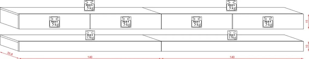 TV szekrény FLY DOUBLE fehér/fényes fehér LED 5W