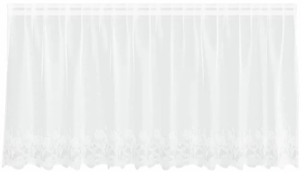 Függönyök függönyökkel Virágos Fehér 300 x 80 cm Poliészter