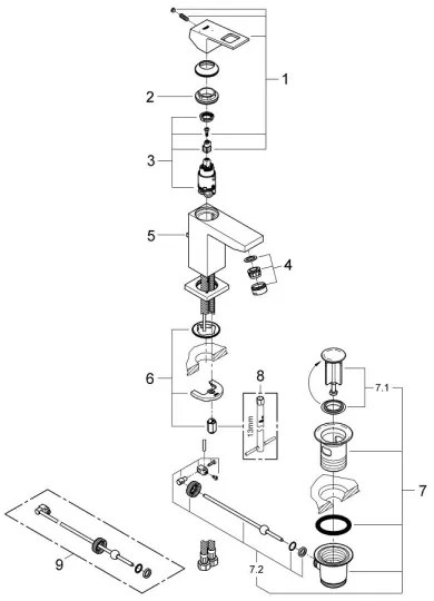 GROHE 2339000E - EUROCUBE mosdócsaptelep DN 15, fényes króm