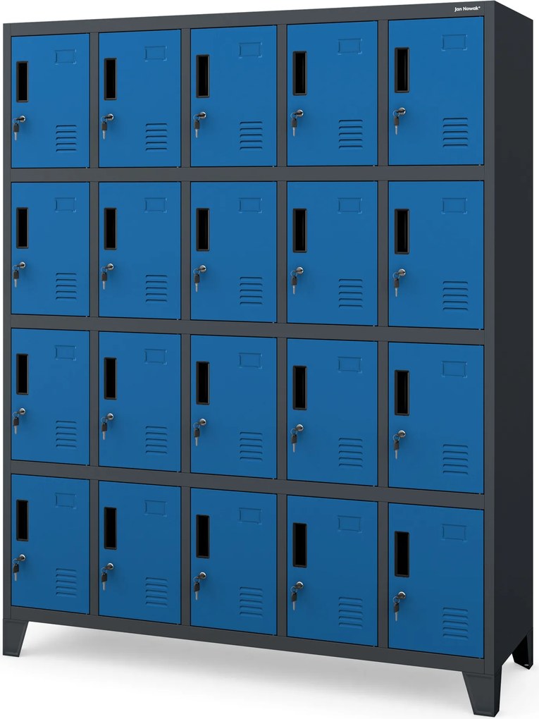 Fémöltözőszekrény ROBERT 1360 x 1720 x 450 mm, antracit és kék
