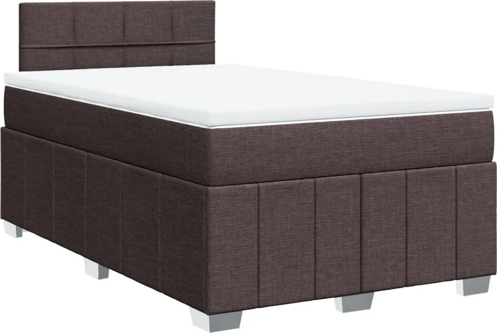 vidaXL sötétbarna szövet rugós ágy matraccal 120 x 190 cm