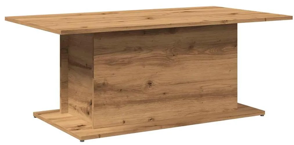 kézműves tölgy színű szerelt fa dohányzóasztal 102x55,5x40 cm