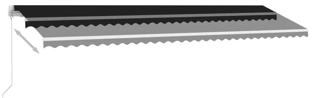 Antracitszürke kézzel behúzható LED-es napellenző 600x300 cm