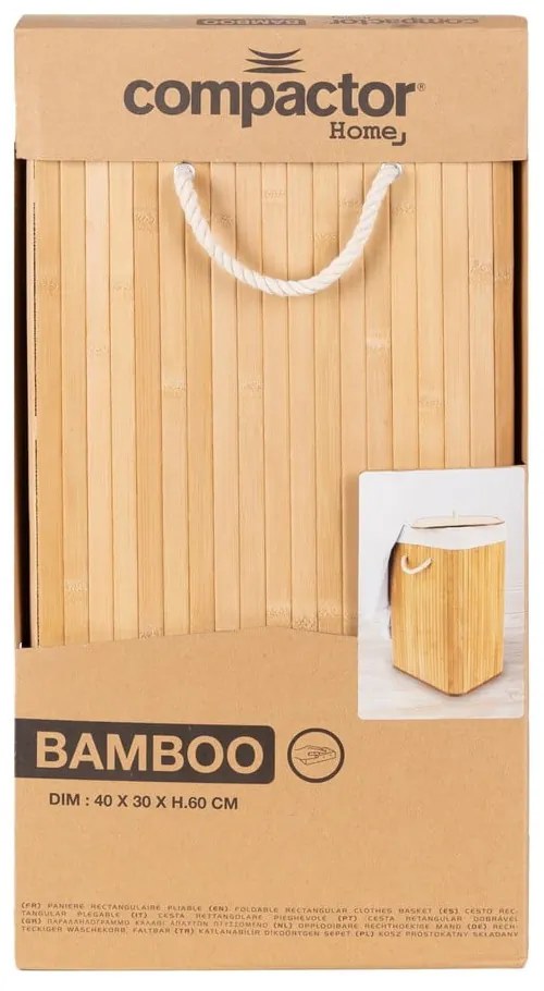 Natúr színű bambusz szennyeskosár 78 l Bamboo – Compactor