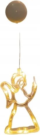 Led karácsonyi angyalka ablakba, meleg fehér színű, IP20, 3xAAA, tapadókorongos