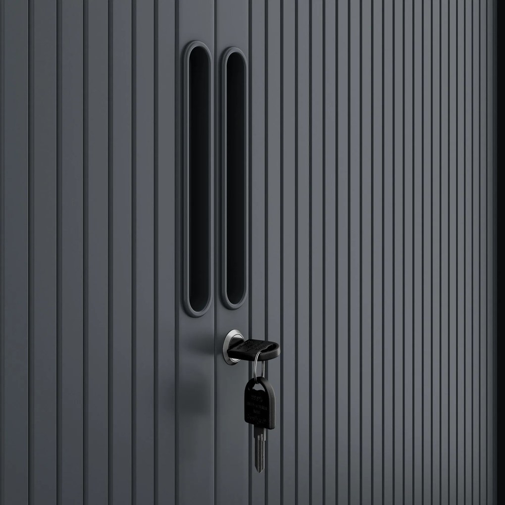 Fém szekrény harmonika ajtókkal DAMIAN, 900 x 1850 x 450 mm, antracit