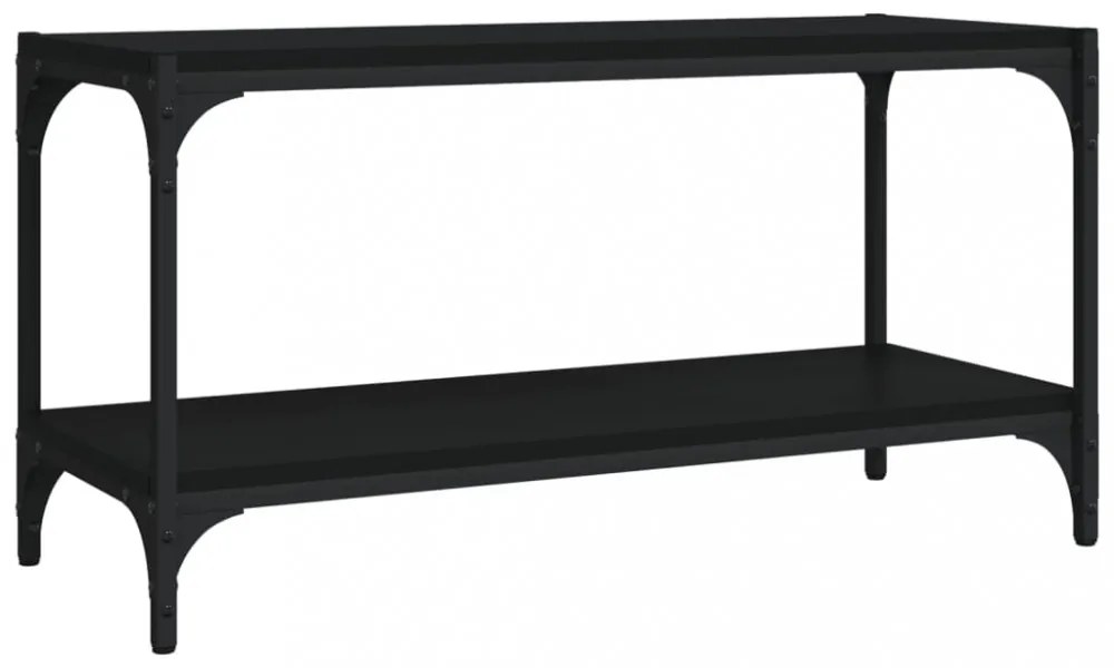 fekete szerelt fa és acél TV-szekrény 80 x 33 x 41 cm