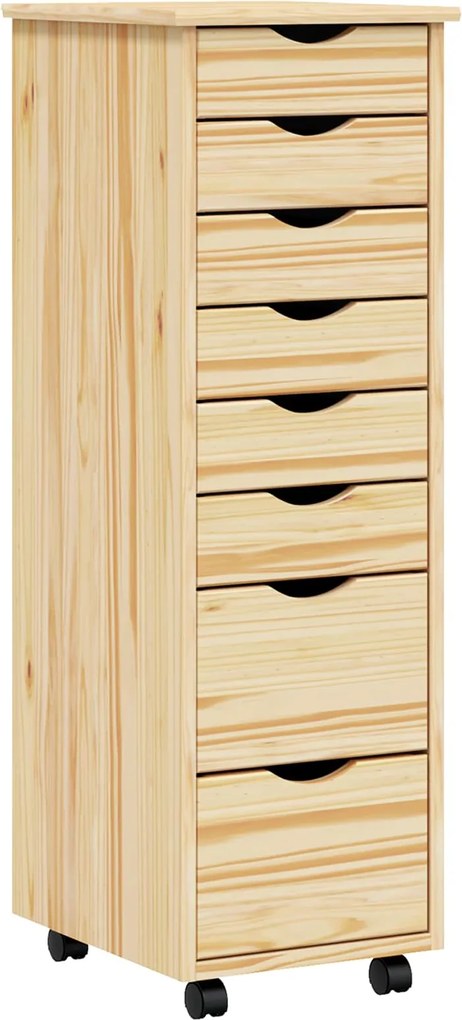 vidaXL Görgős szekrény fiókokkal MOSS Tiszta lakk 34 x 39 x 103 cm