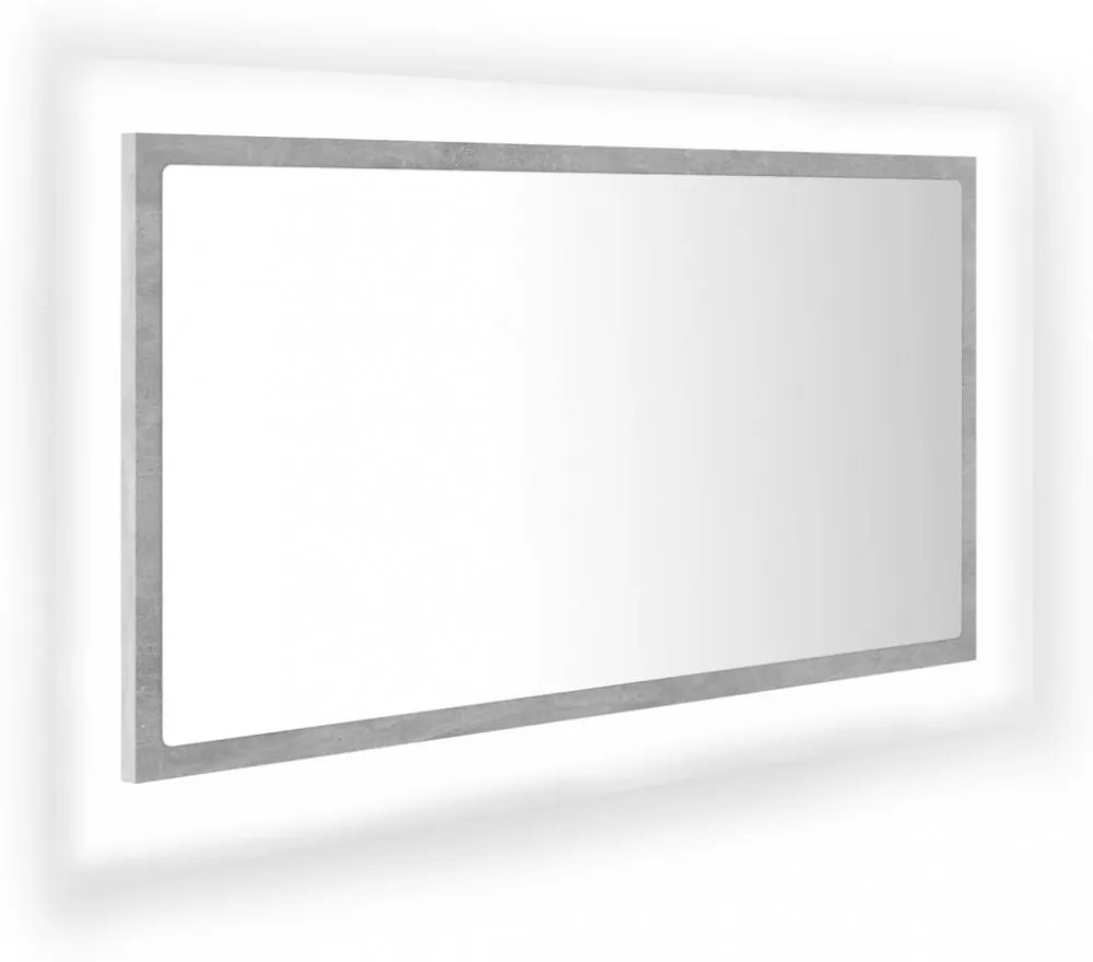 betonszürke akril LED-es fürdőszobatükör 80x8,5x37 cm