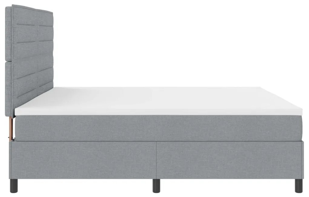 vidaXL Rugós ágy matraccal és LED világítással, világosszürke, 200 x 200 cm-es szövet