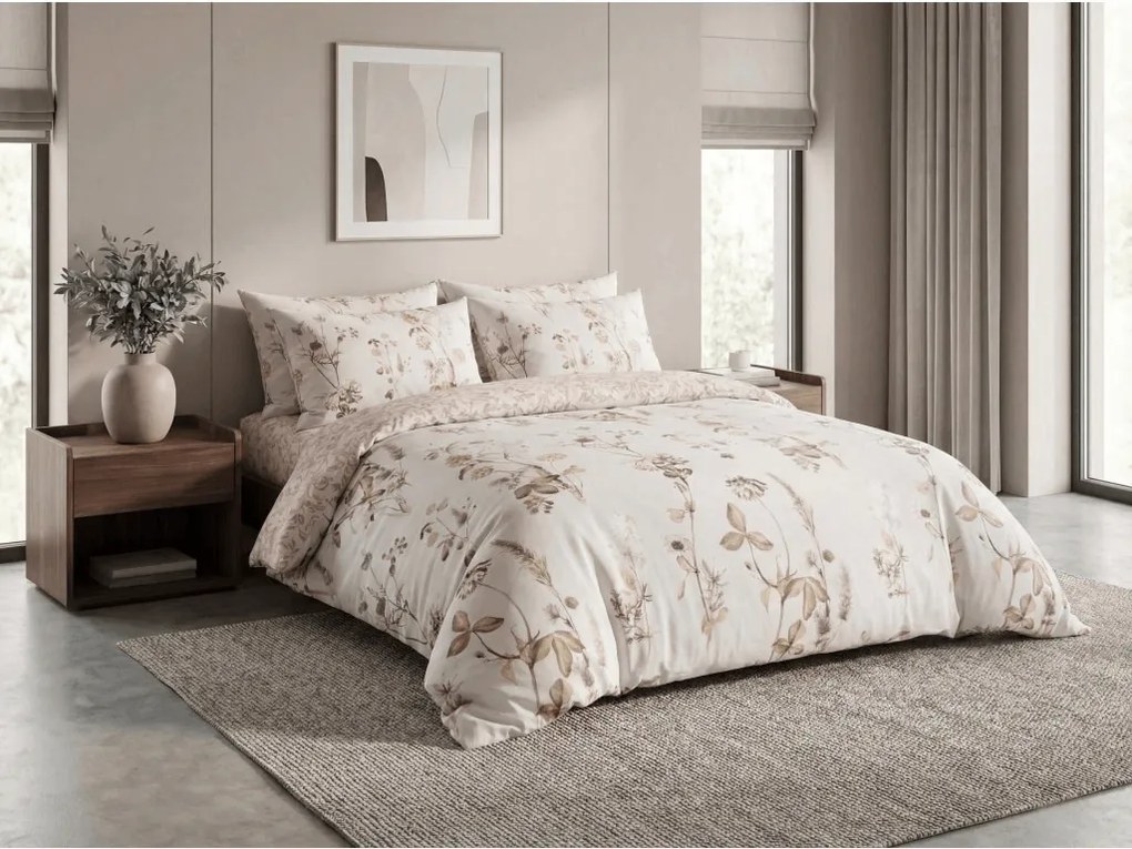 Mikroszálas flanel ágyneműhuzat BOTANIQUE bézs-rózsaszínű Ágyneműhuzat mérete: 70 x 90 cm | 140 x 200 cm