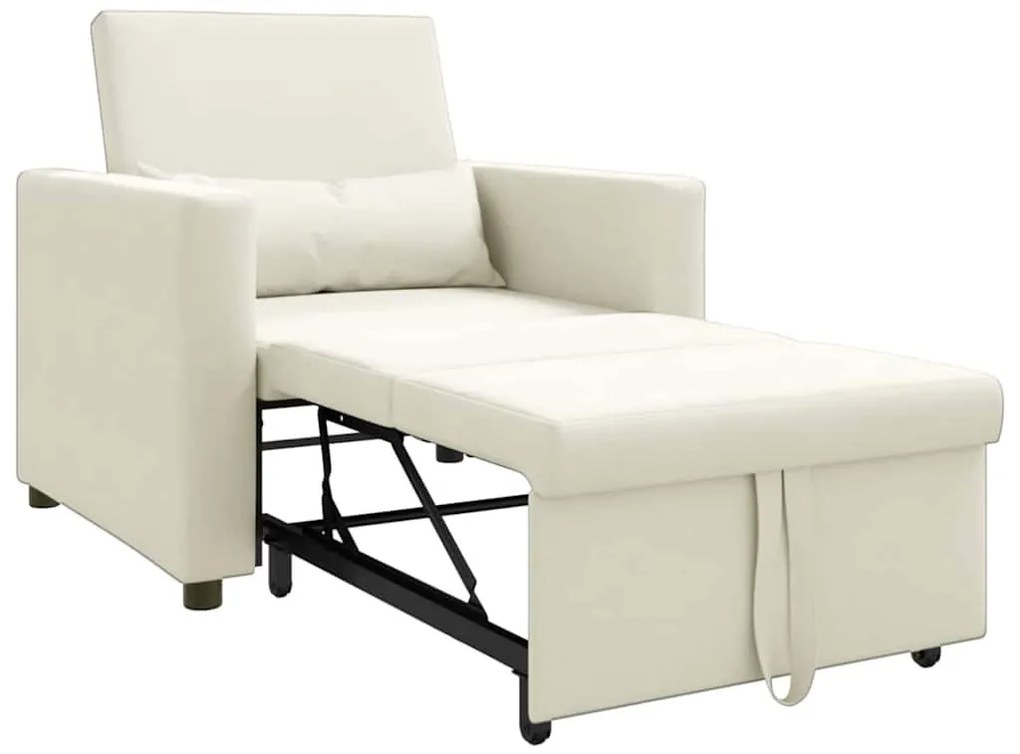 Egyszemélyes kanapéágy kerekekkel Krém 90 x 165 x 87 cm Bársony