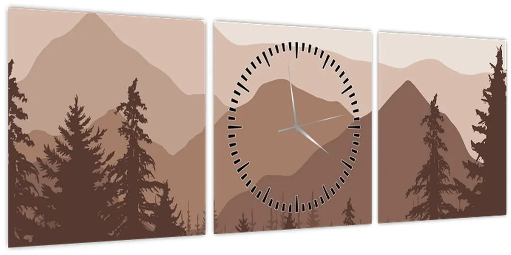 Kép - Barna hegyek N⁰2 (órával) (90x30 cm)