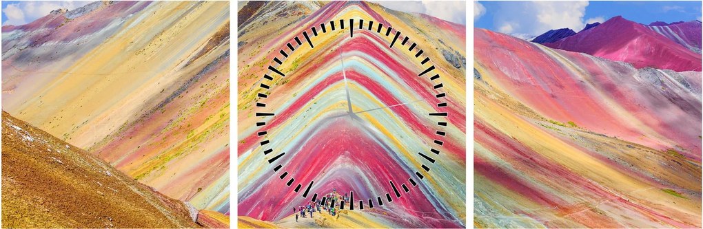 Kép - Rainbow Mountain, Peru (órával) (90x30 cm)