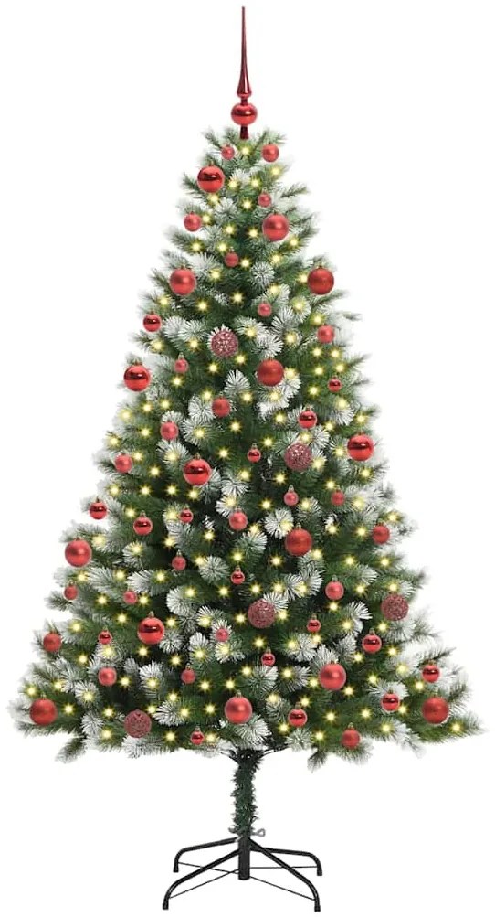 Műanyag csuklós karácsonyfa bolyhos hóval Zöld és fehér 180 cm