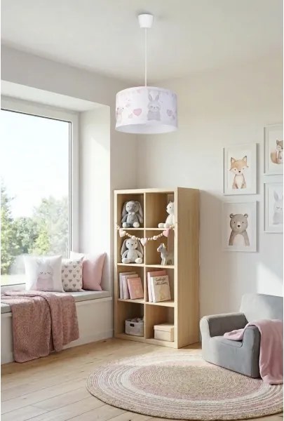 Brilagi - LED gyerekszoba függőlámpa zsinóron BOBO 1xE27/60W/230V Ø 35 cm fehér/nyuszik