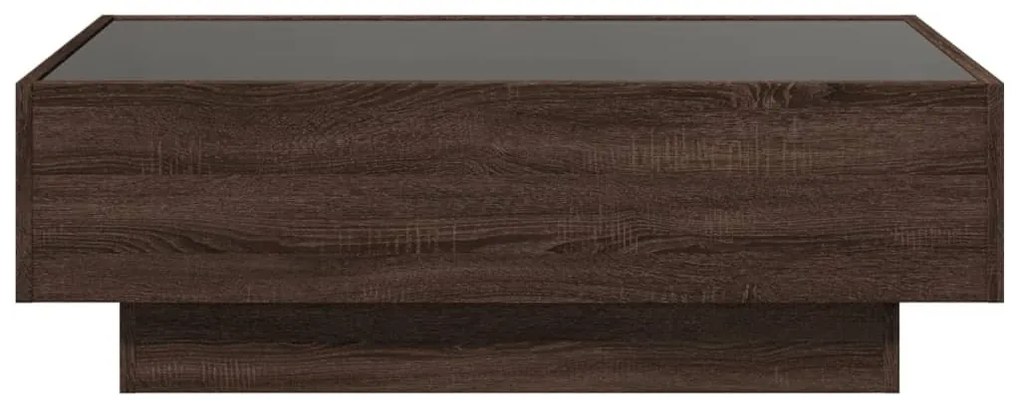 barna tölgy szerelt fa dohányzóasztal LED-del 90 x 50 x 30 cm