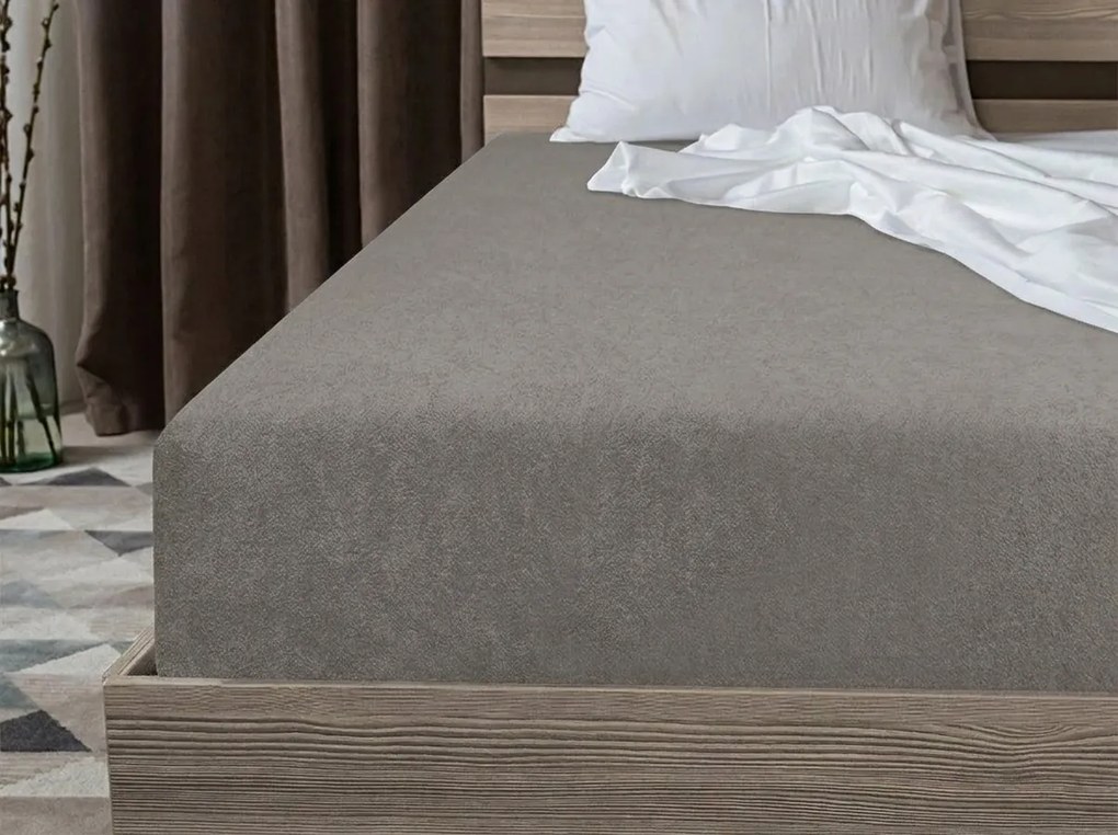 MOLTON sötétszürke fleece gumis lepedő 90 x 200 cm