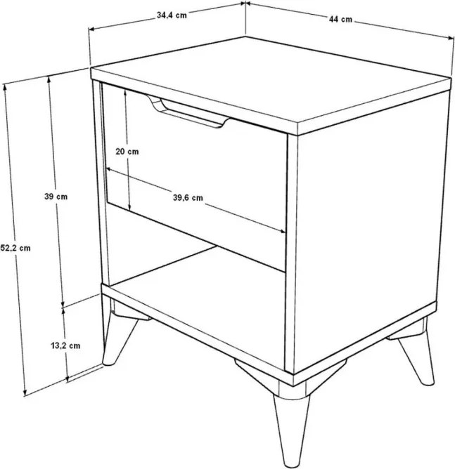 Éjjeliszekrény, 44 cm – Vel3-S