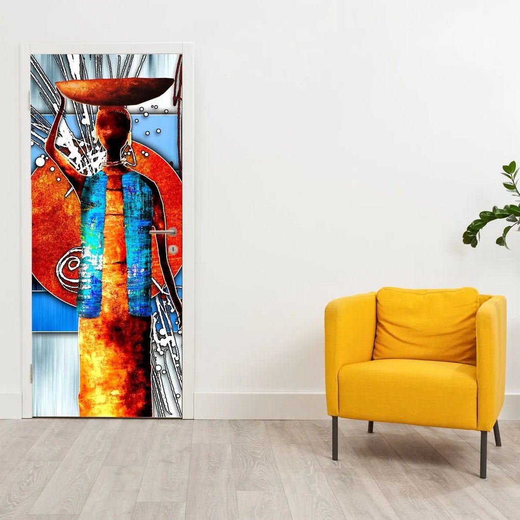 Fotótapéta ajtóra - Egy ősi ember festménye (95x205cm)