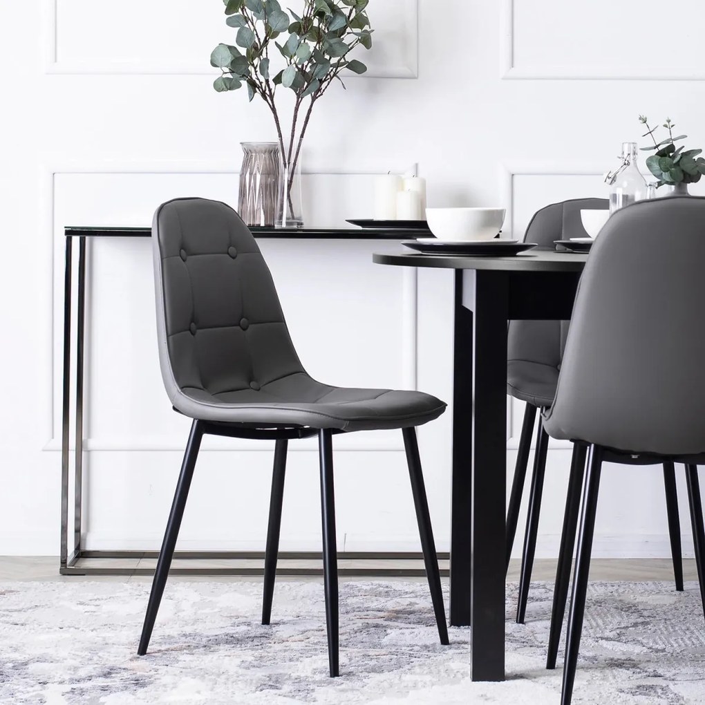 Étkezőgarnitúra 4 db székkel. Bővíthető asztal HARRY 102-142 cm 4 db. Szürke Eco-bőr székkel. ARIS