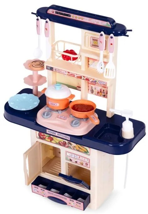 Kompakt gyerekkonyha LED világítással és 10 db tartozékkal - kék